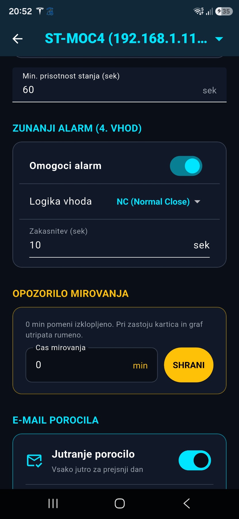 Alarm settings and downtime alerts in the LIO app