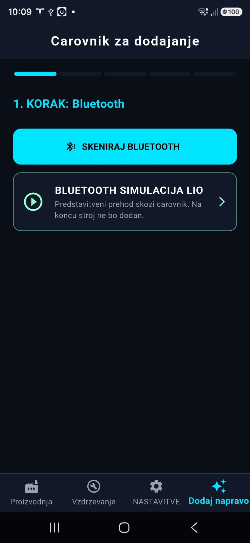 First LIO wizard step: Bluetooth
